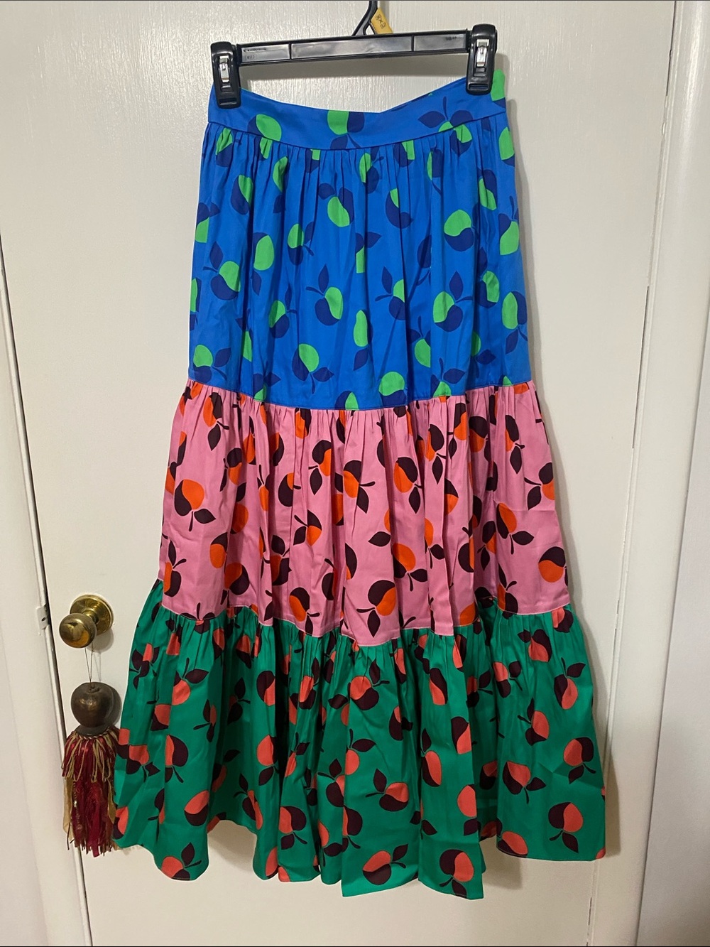 kate spade Vibrant Tiered Maxi Skirt in Blue, Pink & Green
